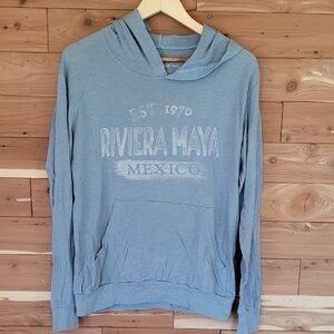 Caribbean Side Blue Riviera Maya Mexico Hoodie, Size M, Soft
